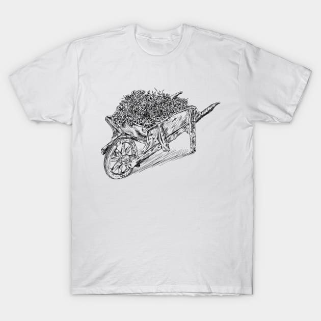 Antique wooden wheelbarrow T-Shirt by rachelsfinelines